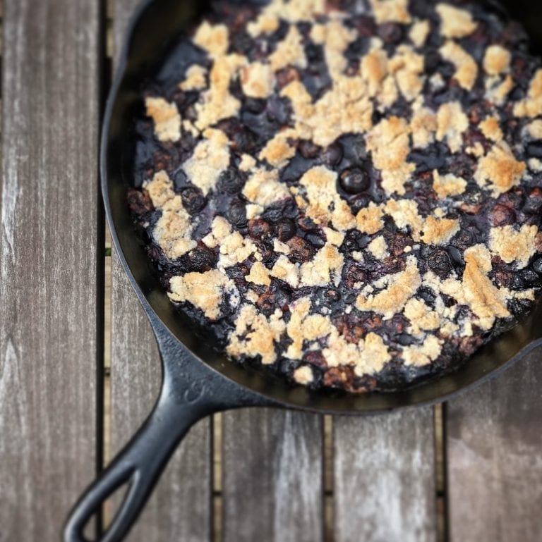 gluten-free blueberry crumble skillet