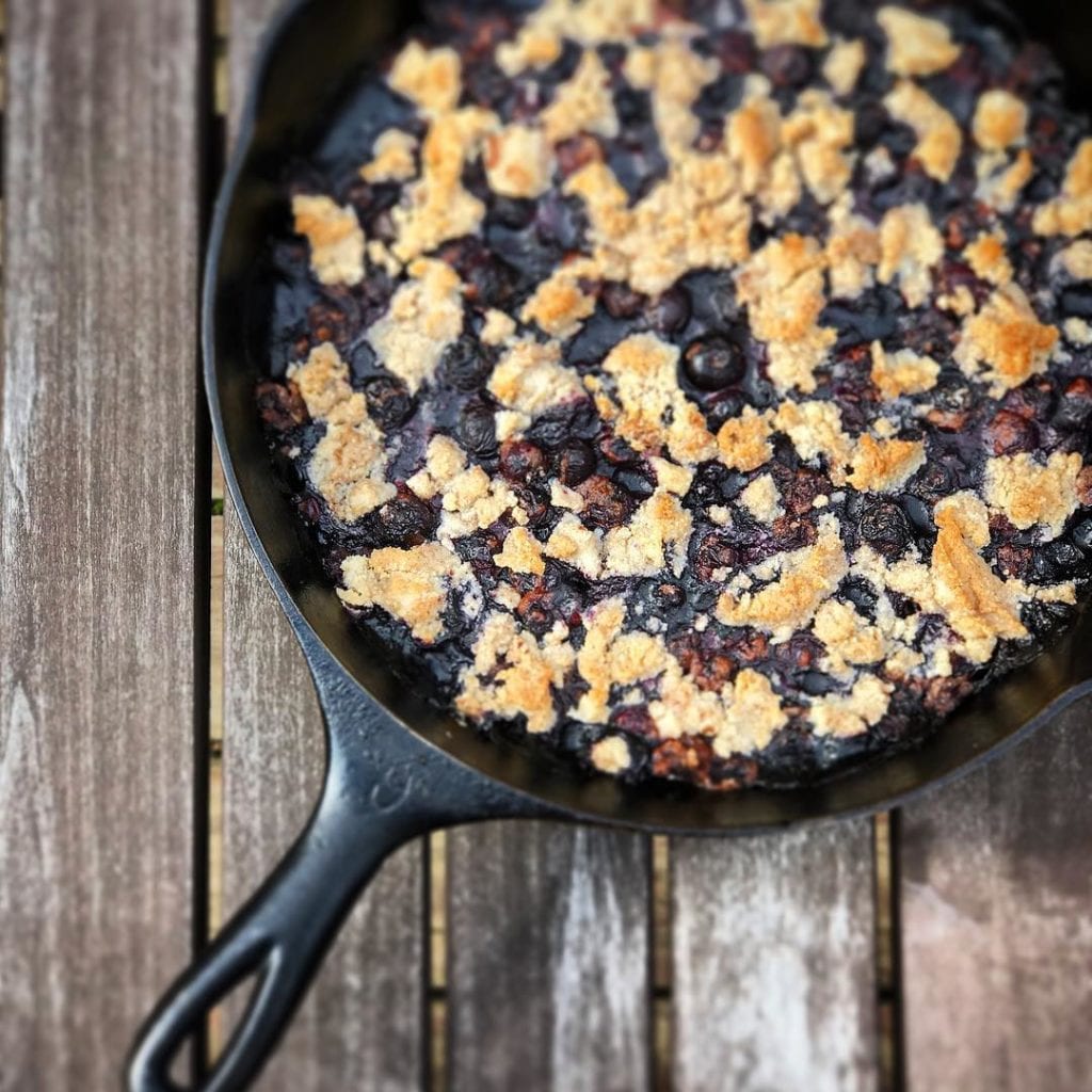 gluten free blueberry crumble skillet