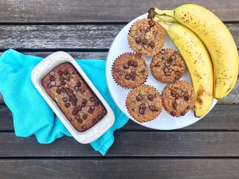 paleo banana chocolate chip bread and muffins