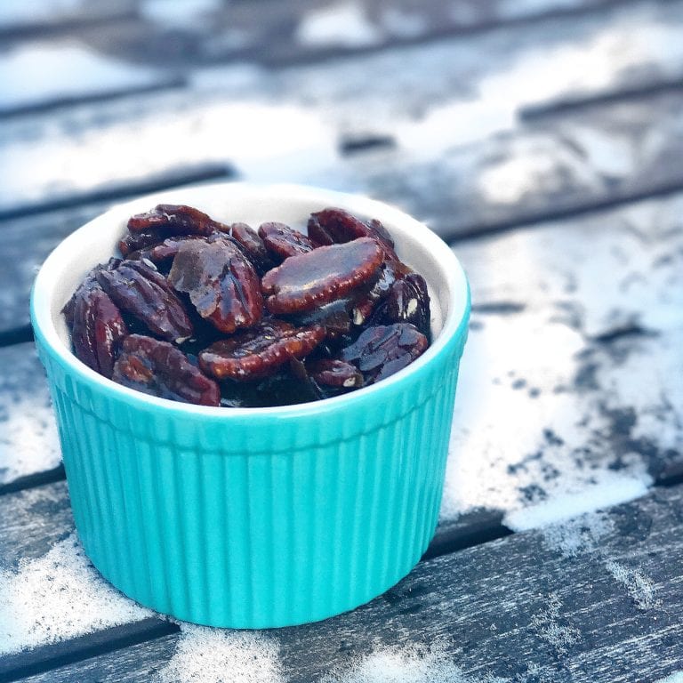 bowl of honey toasted pecans