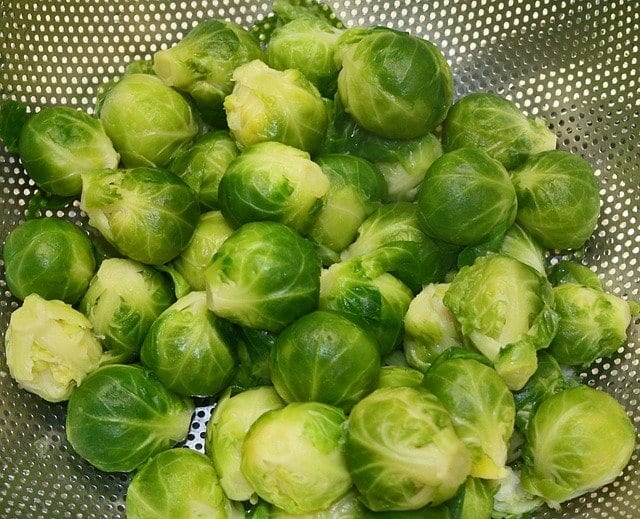 brussels sprouts in collander
