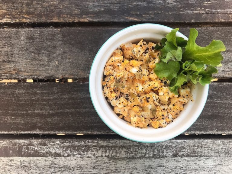 bowl of sweet and savory paleo egg salad