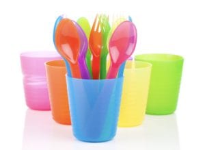 plastic cups and utensils