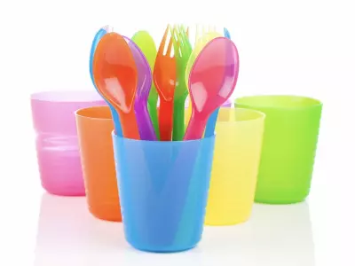 plastic cups and utensils